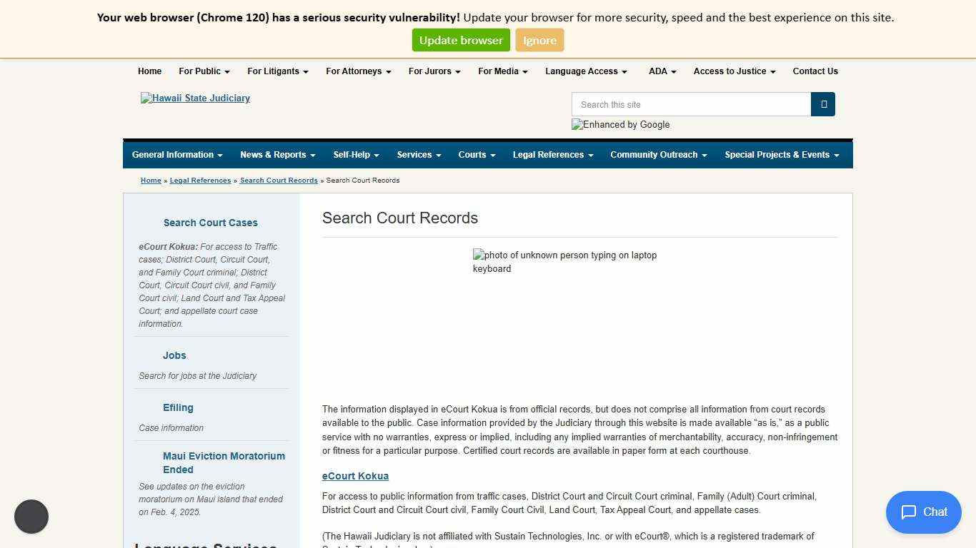 Judiciary Search Court Records